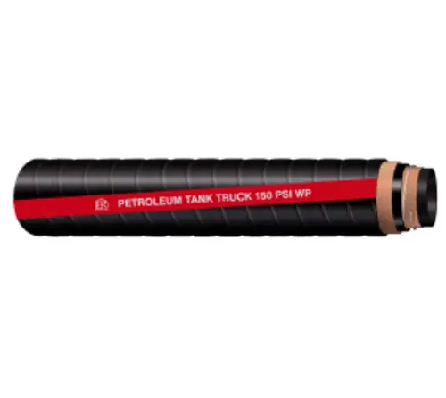 Buchanan Rubber TLBS150-200 Tank Truck Hose, 100 ft L, 150 psi, Nitrile Rubber Tube, Black with Smooth Red Stripe Express Delivery
