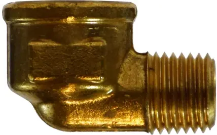 Discount Midland Metal 28265 90 deg Reducing Street Elbow, 1/2 in FNPTF x 3/8 in MNPTF, Brass