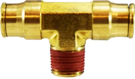 Final Sale Midland Metal 20120 Fixed Branch Tee, 1/2 in Tube OD x 3/8 in Male NPTF x 1/2 in Tube OD, Brass