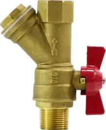 Buy Direct Midland Metal 947133 Ball Valve with Y-Strainer, Stamped Stainless Steel Screen, 1/2 in Nominal, Forged Brass Body