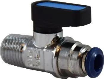 Midland Metal 28403 Mini Ball Valve, 5/32 x 1/8 in Nominal, Push-Fit x MNPT, 250 psi Pressure Price Drop