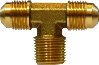 Top Pick Midland Metal 10209 Branch Tee, 3/8 in Male Flare x 3/8 in Male Flare x 1/8 in Male NPTF, Brass