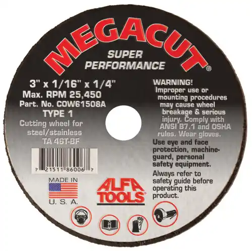 Grab Now Alfa Tools COW61512GP 4 x 1/8 x 3/8 Type 1 Cut-Off Wheel 6/Pack