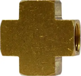 Midland Metal 28042 Pipe Cross, 1/4 in FNPTF x 1/4 in FNPTF x 1/4 in FNPTF x 1/4 in FNPTF, Brass While Supplies Last