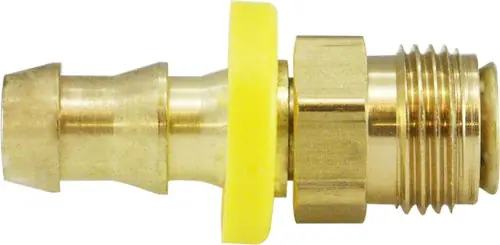 Place Order Midland Metal 30282 Swivel Connector, 1/2 in Push-On Hose Barbed x 1/2 in Male Inverted Flared, Brass