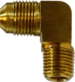 Weekend Sale Midland Metal 10286B 90 deg Barstock Elbow, 1/4 in Male Flared x 1/8 in Male NPTF, Brass
