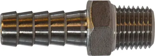 High Quality Midland Metal 73975 Reducing Nose Nipple, 1 in Hose Barbed x 3/4 in Male BSP, Stainless Steel