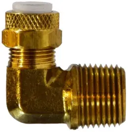 Midland Metal Poly-Flo 20291 90 deg Elbow, 1/4 in Tube OD x 3/8 in MNPTF, Brass Same Day Shipping