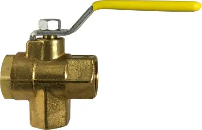 Midland Metal 940121 Bottom Outlet Ball Valve, 1/4 in Nominal, FPT, 3-Way -Port/Way, Forged Brass Body Limited Offer