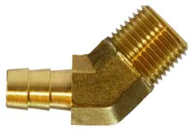 Weekend Sale Midland Metal 32346 45 deg Elbow, 1/2 in Hose Barbed x 1/4 in Male NPTF, Brass