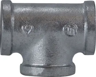 Certified Midland Metal 64262 Pipe Tee, 6 in FPT x 6 in FPT x 6 in FPT, Iron, Galvanized, 150 lb