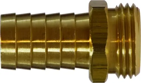 Premium Midland Metal 30045 Straight Male End Hex Adapter, 1 in Garden Hose Barbed x 3/4 in MGH, Brass