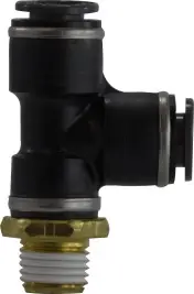 Midland Metal 710608SC Fixed Run Tee, 3/8 in Push-In x 1/2 in Push-In x 3/8 in MIP, Composite Today Only