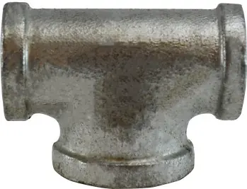 Fan Favorite Midland Metal 64319 Bullhead Tee, 1-1/2 in FPT x 1-1/2 in FPT x 2 in FPT, Iron, Galvanized, 150 lb