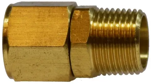 Midland Metal 28427 Pipe Straight Swivel Adapter, 1/2 in MNPTF x 1/2 in FNPTF, 1.87 in, Brass Must Have