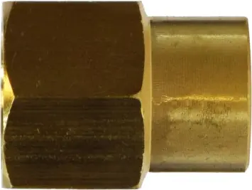 Midland Metal 28183 Reducing Coupling, 3/8 in FNPT x 1/4 in FNPT, 1.16 in, Brass Professional Grade