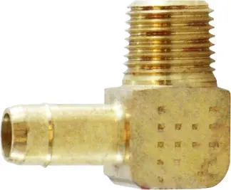 Midland Metal 21113 90 deg Elbow, 1/4 in Barbed x 1/8 in MIP, Brass Secure Checkout