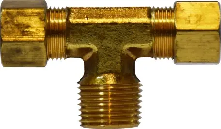 Midland Metal 18291 Branch Tee, 1/4 in Tube OD x 1/4 in Tube OD x 1/8 in Male NPTF, Brass Today Only