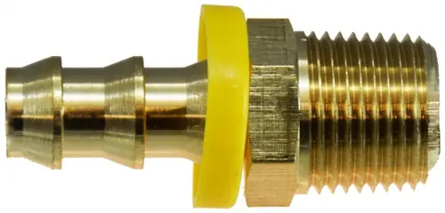 Next Day Delivery Midland Metal 30201 Straight Adapter, 1/4 in Push-On Hose Barbed x 1/4 in MNPTF, Brass