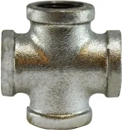 Midland Metal 64396 Cross, 1-1/4 in FPT x 1-1/4 in FPT x 1-1/4 in FPT x 1-1/4 in FPT, Iron, Galvanized Limited Offer