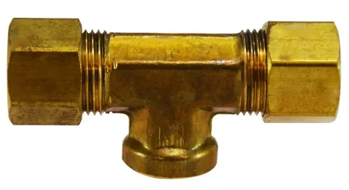 Midland Metal 18325 Branch Tee, 3/8 in Compression x 3/8 in Compression x 1/8 in FNPTF, Brass Buy Direct