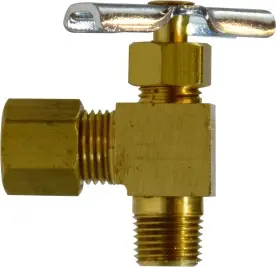 Midland Metal 46011X Comp x Male Pipe Angle, Needle Valves, 1/4x1/8 Compxm Hvy Ptn 90Ndlvlv, Brass Fittings Professional Grade