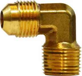 Midland Metal 10302 90 deg Elbow, 5/8 in Male Flared x 3/8 in Male NPTF, Brass Markdown