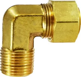 Hot Picks Midland Metal 26225 90 deg Elbow with 26003 Sleeve Nut, 1/4 in Compression x 1/4 in MIP, Brass