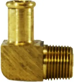 Hot Picks Midland Metal 32187 90 deg Elbow, 1/2 in Bubble Barbed x 3/8 in MIP, Brass