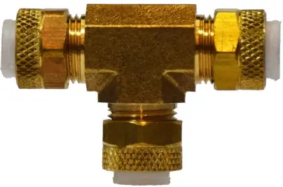 Midland Metal 20330 Reducing Union Tee, 3/8 in Tube OD x 3/8 in Tube OD x 1/4 in Tube OD, Brass Seasonal Sale