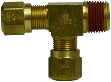 Direct From Factory Midland Metal 38125 Run Tee, 1/4 in Tube OD x 1/8 in Male NPTF x 1/4 in Tube OD, Brass