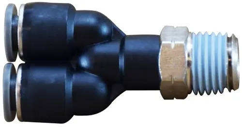 Midland Metal 20187C Swivel Composite Wye Connector, 1/4 in Push-In x 1/4 in Push-In x 1/8 in MIP, Composite Best Price