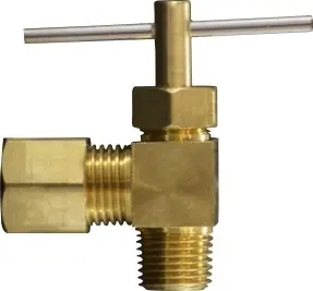 Flash Sale Midland Metal 26011 Angle Needle Valve with 26003 Captive Sleeve Nut, 1/4 x 1/8 in Nominal, -65 to 250 deg F