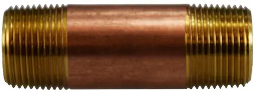 Midland Metal 40084 Seamless Pipe Nipple, 3/4 in MPT x 3/4 in MPT, 3 in, Brass Professional Grade