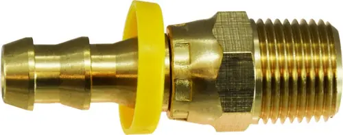 Popular Midland Metal 30385 Swivel Adapter, 1/4 in Push-On Hose Barbed x 1/4 in MIP, Brass