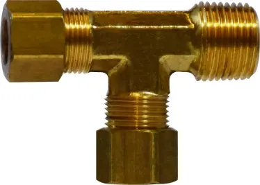 Midland Metal 18274 Run Tee, 1/4 in Tube OD x 1/8 in Male NPTF x 1/4 in Tube OD, Brass New Release