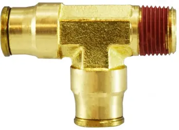 Hot Deal Midland Metal 20093 Fixed Run Tee, 1/4 in Tube OD x 1/4 in Tube OD x 1/4 in Male NPTF, Brass