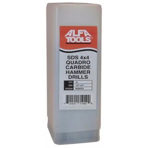 Free Returns Alfa Tools SDSQ724 3/16 x 6-1/4 SDS Plus Quadro Hammer Drill 25 pc