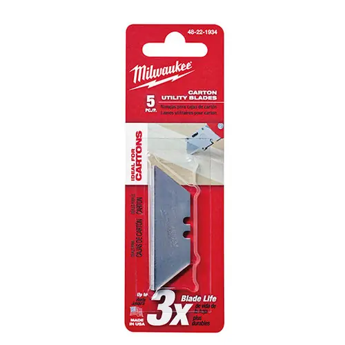 Place Order Milwaukee Tool 48-22-1934 5 PC Carton Utility Knife Blades