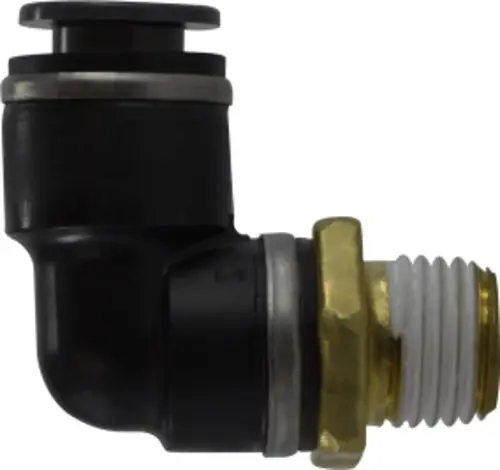 Midland Metal 690408SC 90 deg Swivel Elbow, 1/4 in Tube OD x 1/2 in Male NPTF, Composite Same Day Shipping