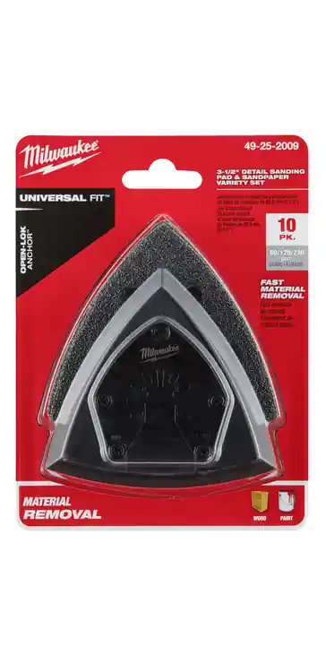 Milwaukee Tool 49-25-2009 10 PC 3-1/2 Triangle Sanding Pad and Sandpaper Set Mega Sale