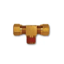 Mid-America Fittings NT72-866VS Branch Tee with Vibraseal, 1/2 in Tube OD x 3/8 in Tube OD x 3/8 in MNPTF, Brass Fan Favorite