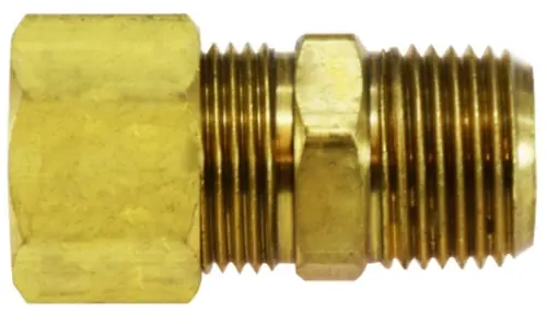 AMC 00088-0404 Drilled Through Tank Adapter, 1/4 in Compression x 1/4 in Male NPTF, Brass Premium