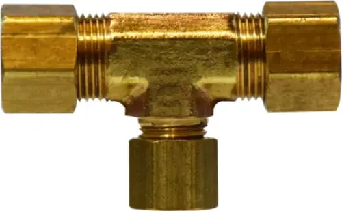 Final Sale AMC 00084-050504 Reducing Tee, 5/16 in Compression x 5/16 in Compression x 1/4 in Compression, Brass