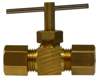 Midland Metal 26020 Needle Valve with 20228 Sleeve, 3/16 in Nominal, Compression, Brass Body Best Seller
