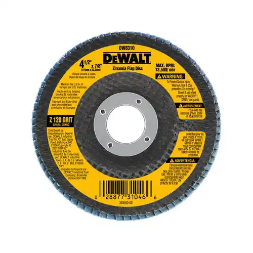 Crafted Dewalt DW8310 4-1/2" x 7/8" 120G Type29 Hp Flap Disc (10 EA)
