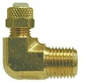While Supplies Last Midland Metal 20290L 90 deg Long Elbow, 1/4 in Flareless Tube x 1/4 in MIP, Brass