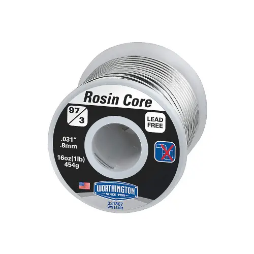 High Quality WORTHINGTON Rosin Core Solder,Dia 0.031 In,1lb 331867