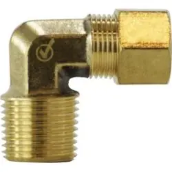 Clearance Mid-America Fittings LF269X8X8 90 deg Barstock Elbow, 1/2 in Compression x 1/2 in MPT, Brass