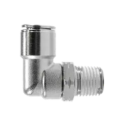 Midland Metal 269PPSNIC-8MMX1/4 Metric Male Elbow, Nickel Plated with Nickel Collet PTC, 8Mm x 1/4 Ppni Swv Ml 90 All Metal, Brass Fittings Fast Shipping